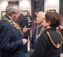 Drewe Lacey at Monmouth on 23 January 2025 for the celebration of the Source of Life Project in conversation with David Evans Mayor of Monmouth and Bev Pope Mayor of Ross-on-Wye.